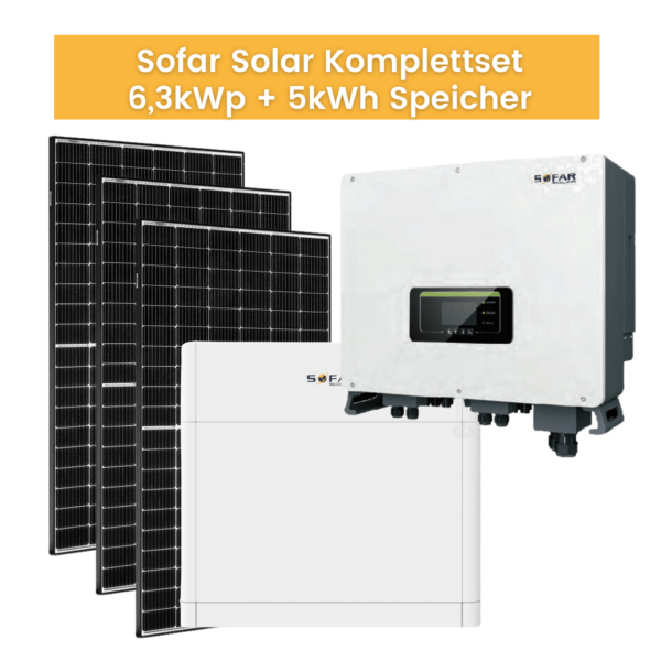 Sofar Solar PV-Komplettset 6,3kWp inkl. 5kWh Speicher