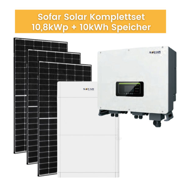 Sofar Solar PV-Komplettset 10,8kWp inkl. 10kWh Speicher